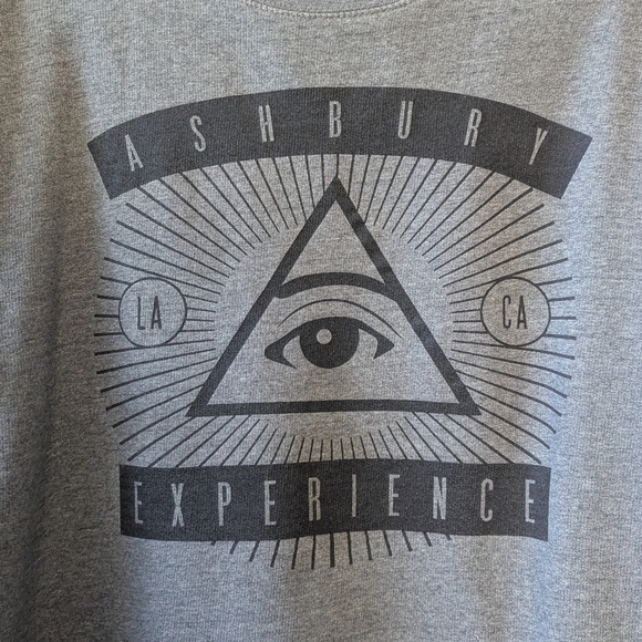 The Ashbury Experience All Seeing Eye Crew Neck Sweatshirt Medium Heather Gray - Picture 2 of 8
